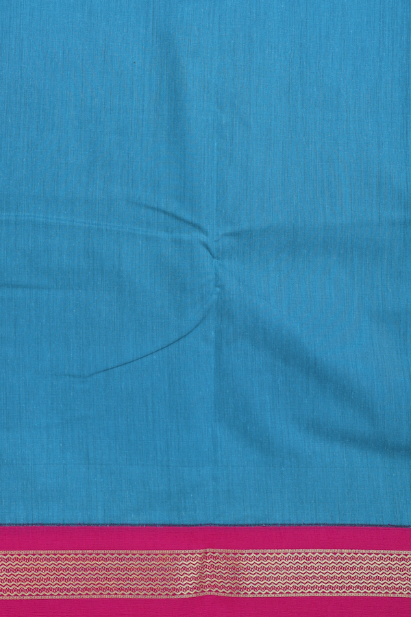 Apoorva Cotton Saree In Blue With Contrast Border
