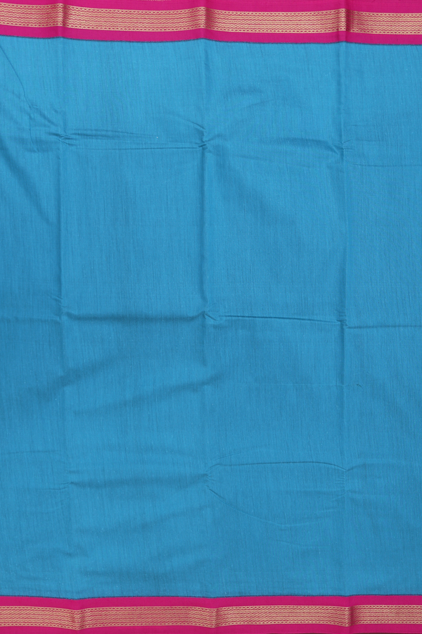 Apoorva Cotton Saree In Blue With Contrast Border