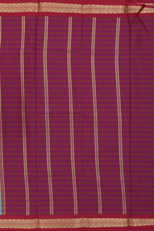 Apoorva Cotton Saree In Blue With Stripes Design