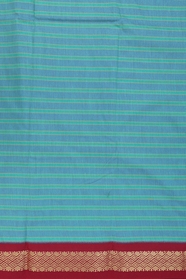 Apoorva Cotton Saree In Blue With Stripes Design