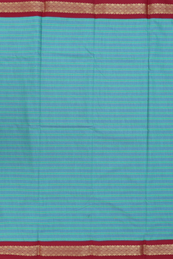 Apoorva Cotton Saree In Blue With Stripes Design