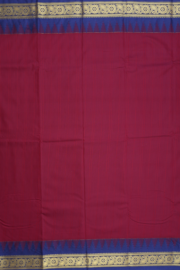 Apoorva Cotton Saree In Burgundy Red With Self Stripes Design