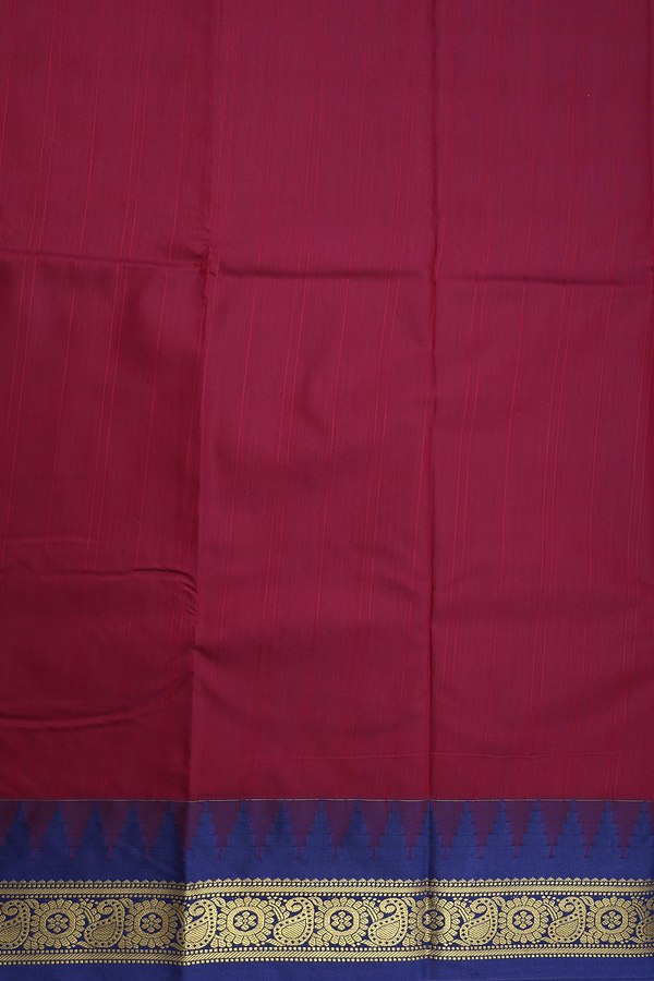 Apoorva Cotton Saree In Burgundy Red With Self Stripes Design