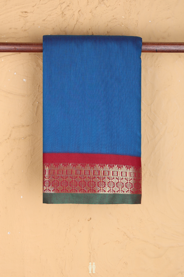 Apoorva Cotton Saree In Capri Blue With Contrast Border