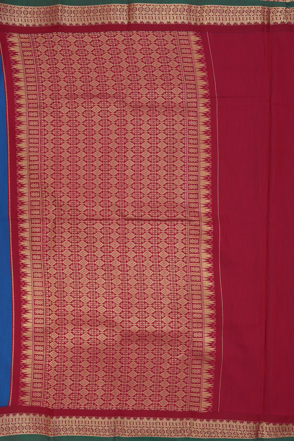 Apoorva Cotton Saree In Capri Blue With Contrast Border
