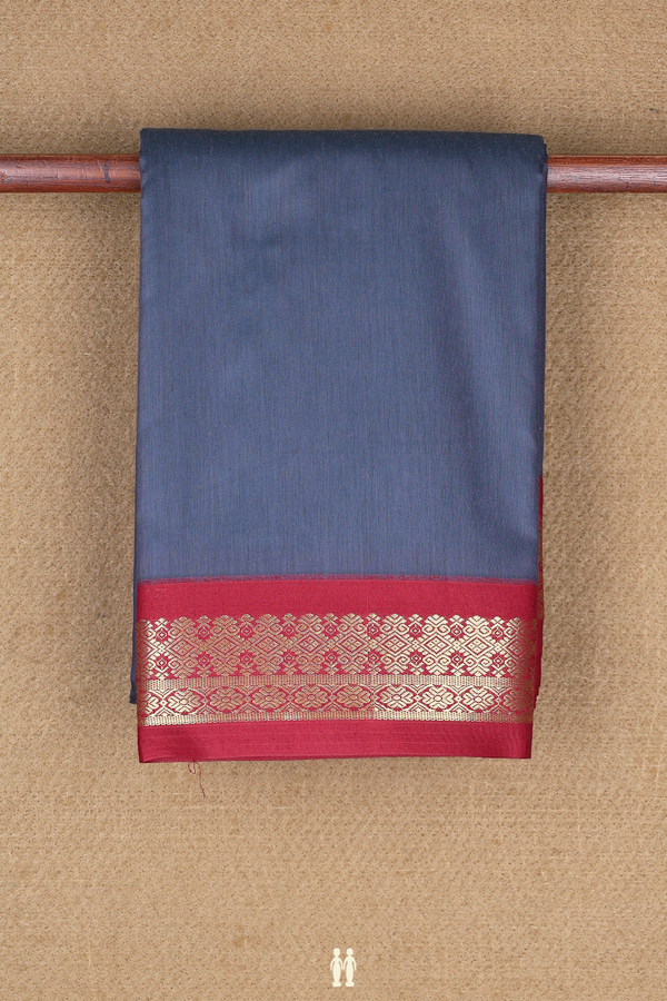 Apoorva Cotton Saree In Charcoal Grey With Contrast Border
