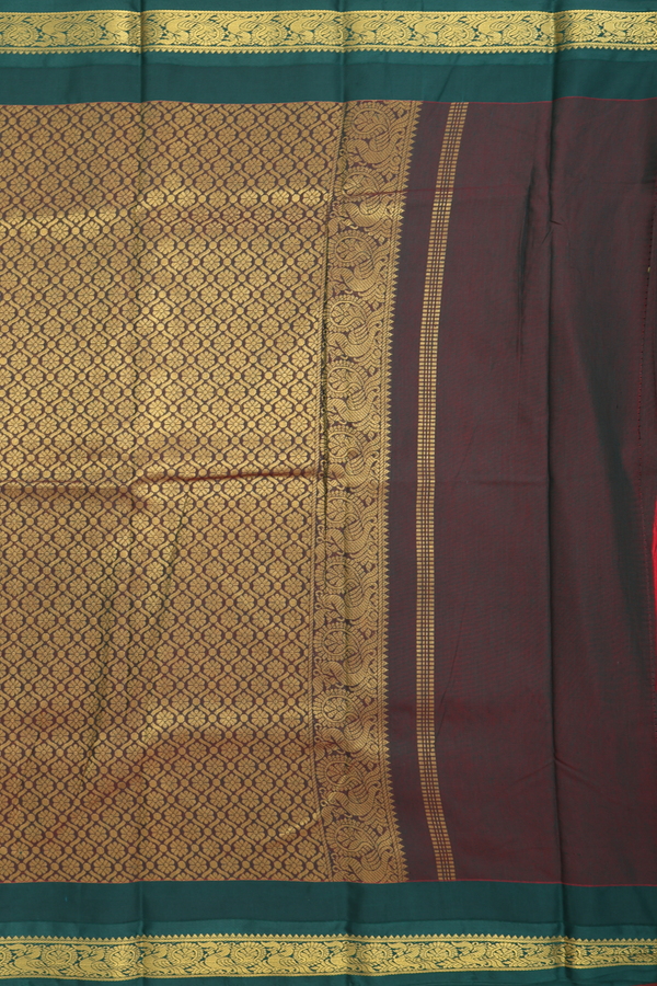 Apoorva Cotton Saree In Chilli Red With Contrast Border