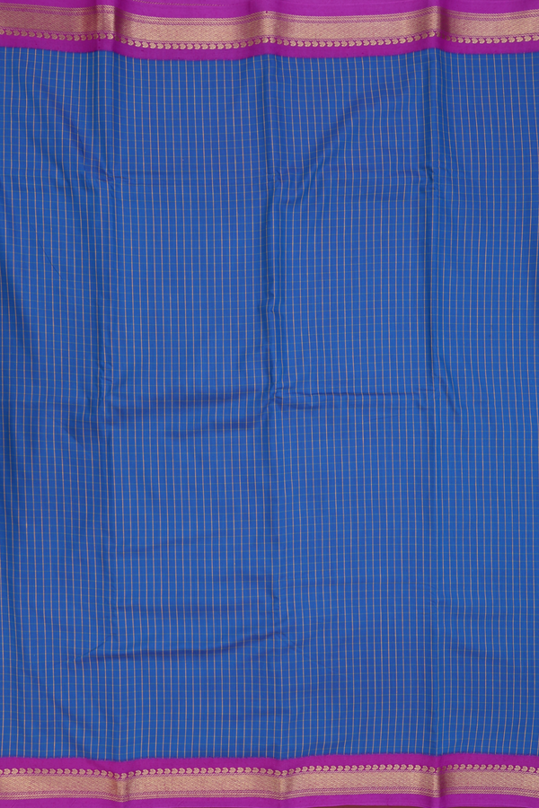 Apoorva Cotton Saree In Cobalt Blue With Checks Design