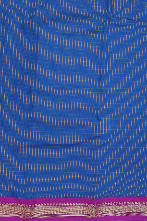 Apoorva Cotton Saree In Cobalt Blue With Checks Design