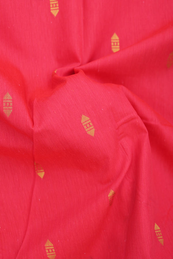 Apoorva Cotton Saree In Coral Red With Zari Buttas