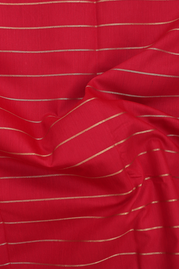 Apoorva Cotton Saree In Crimson Red With Stripes Design