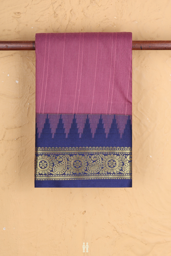 Apoorva Cotton Saree In Dusty Purple With Self Stripes Design