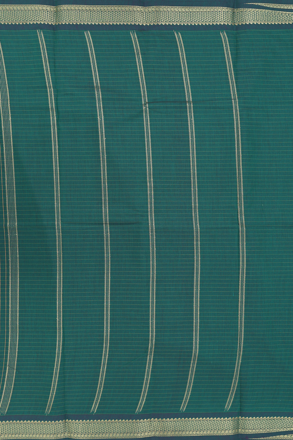 Apoorva Cotton Saree In Forest Green With Checks Design