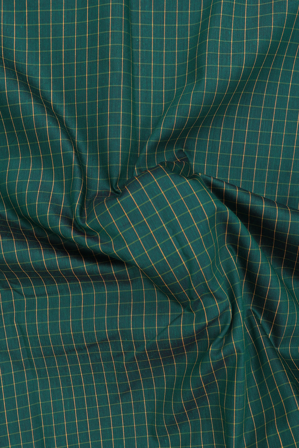 Apoorva Cotton Saree In Forest Green With Checks Design