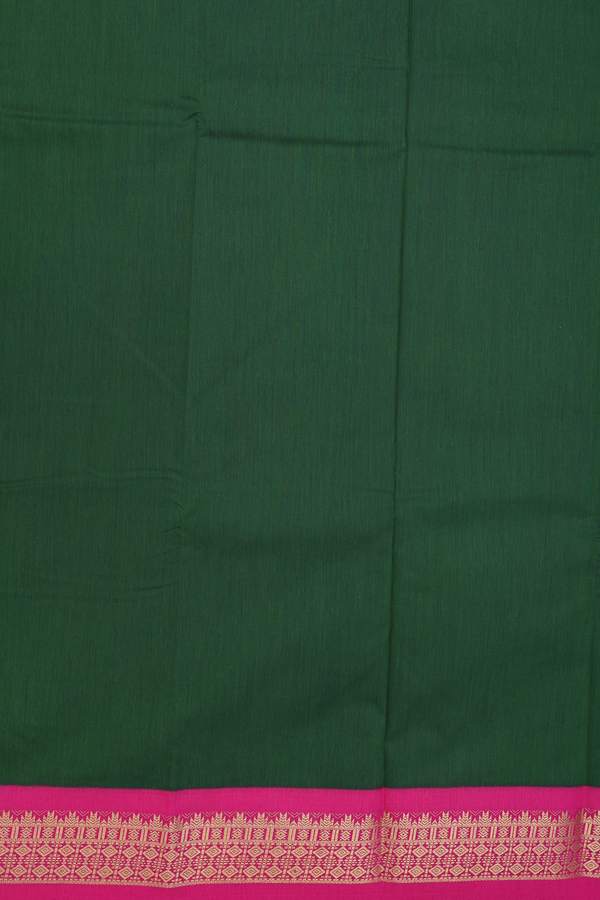 Apoorva Cotton Saree In Forest Green With Contrast Border