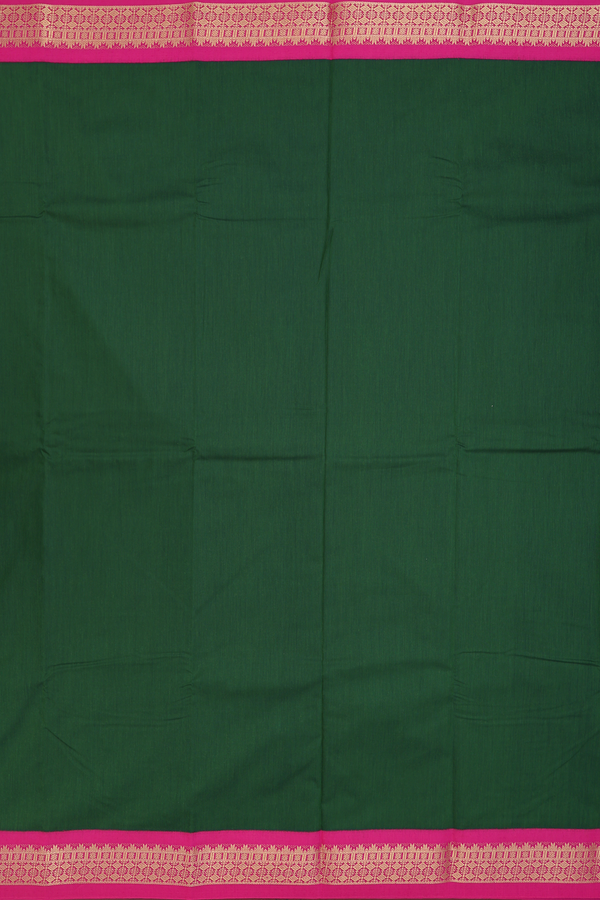 Apoorva Cotton Saree In Forest Green With Contrast Border