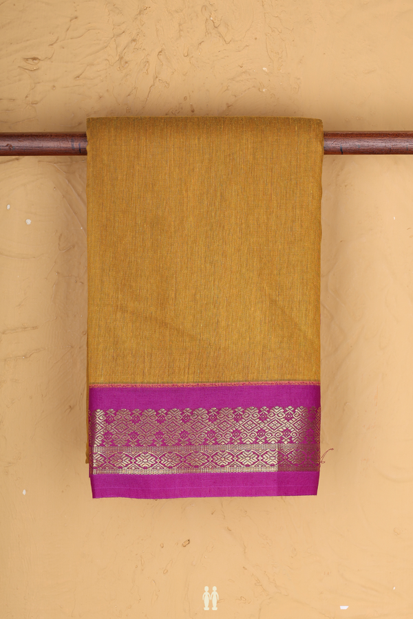Apoorva Cotton Saree In Golden Yellow With Contrast Border