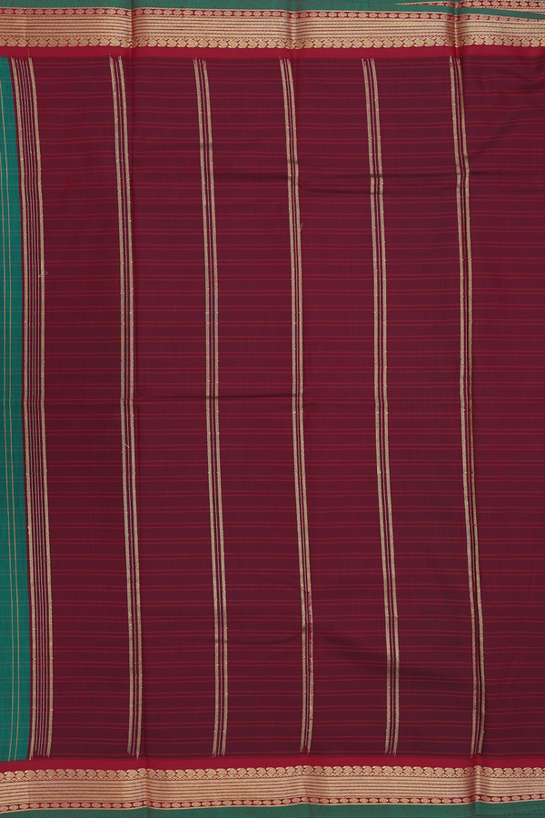 Apoorva Cotton Saree In Green With Checks Design