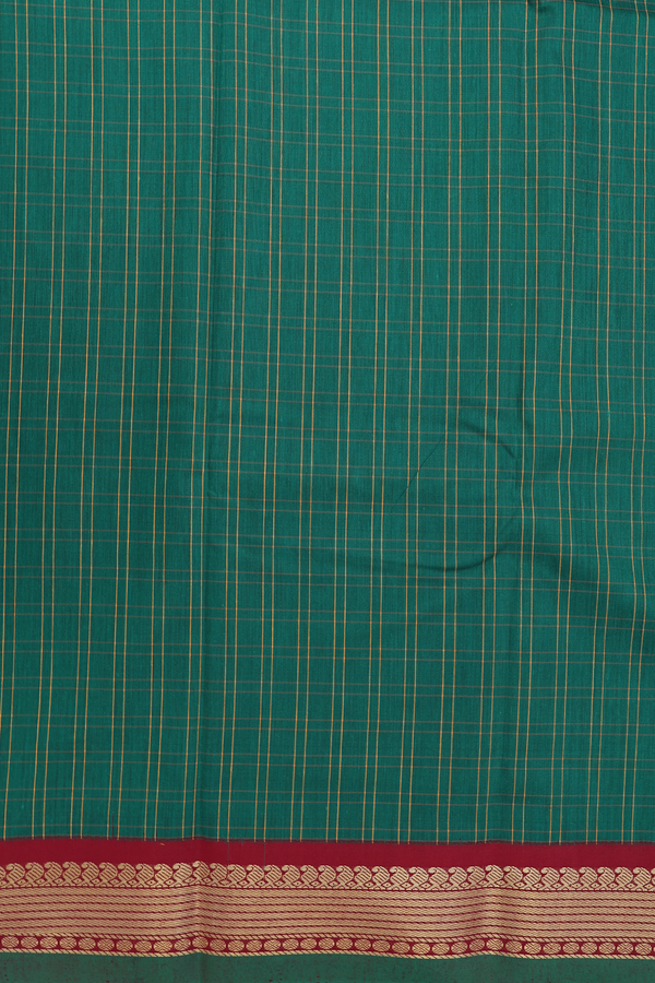 Apoorva Cotton Saree In Green With Checks Design