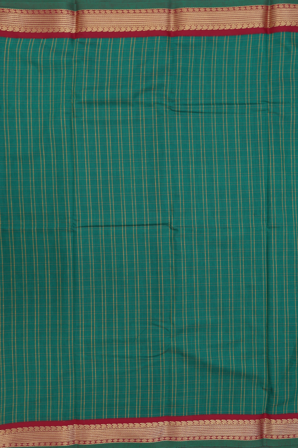 Apoorva Cotton Saree In Green With Checks Design