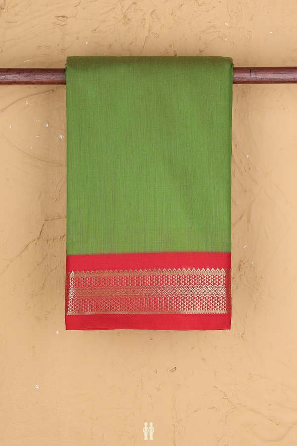Apoorva Cotton Saree In Green With Contrast Border