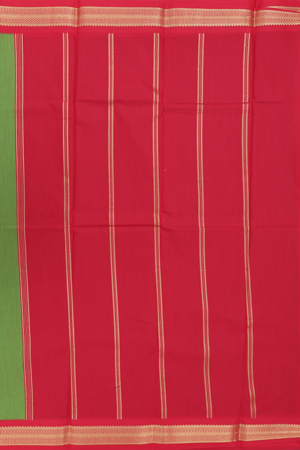 Apoorva Cotton Saree In Green With Contrast Border