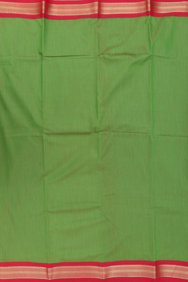 Apoorva Cotton Saree In Green With Contrast Border