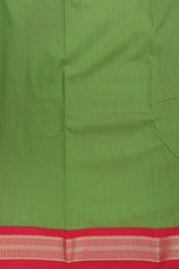 Apoorva Cotton Saree In Green With Contrast Border