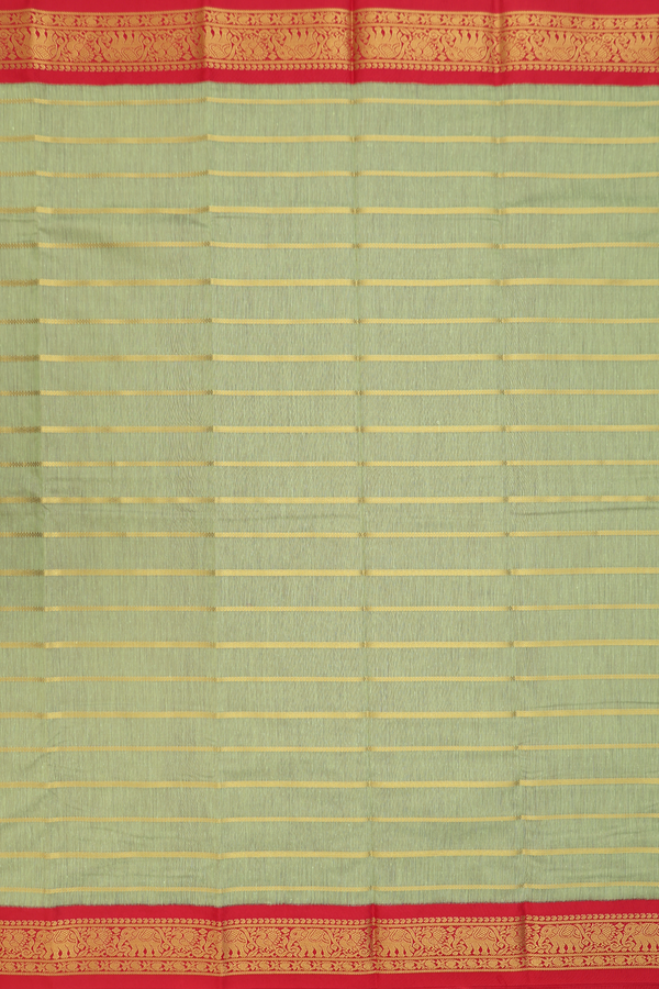 Apoorva Cotton Saree In Green With Stripes Design