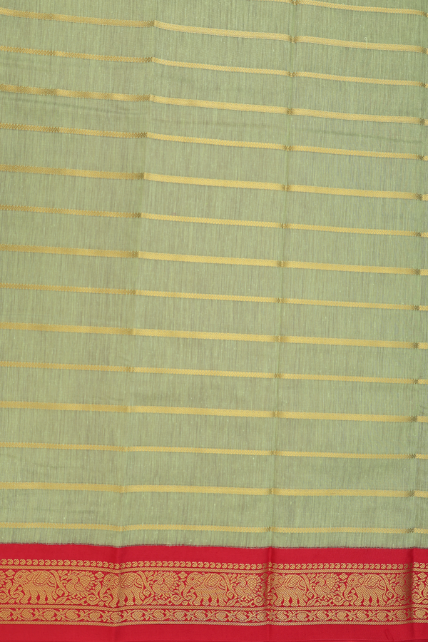 Apoorva Cotton Saree In Green With Stripes Design