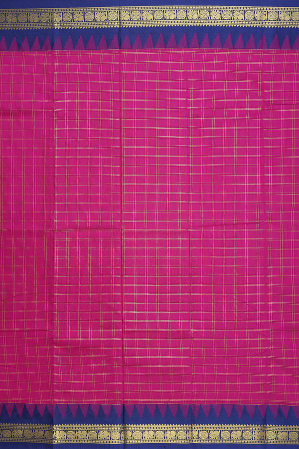 Apoorva Cotton Saree In Magenta With Checks Design