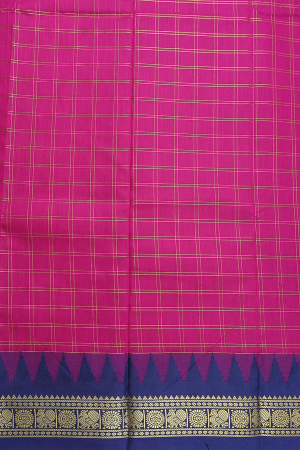 Apoorva Cotton Saree In Magenta With Checks Design