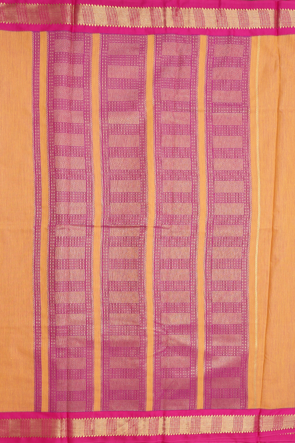 Apoorva Cotton Saree In Ochre Orange With Zari Buttas