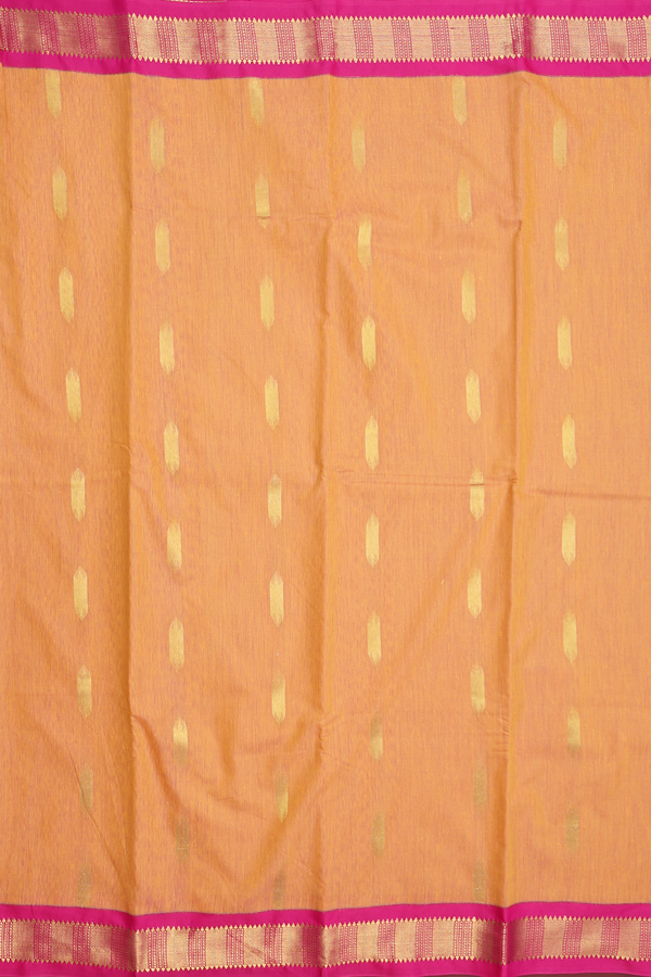 Apoorva Cotton Saree In Ochre Orange With Zari Buttas