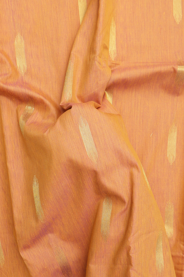 Apoorva Cotton Saree In Ochre Orange With Zari Buttas