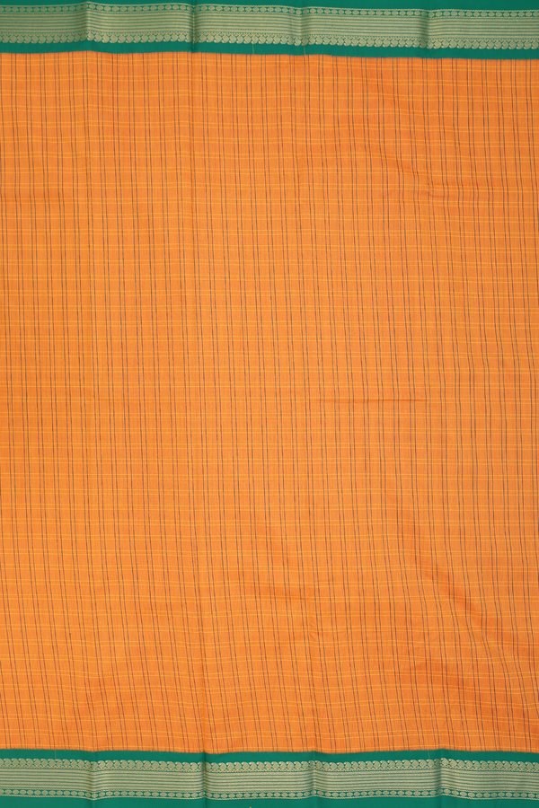 Apoorva Cotton Saree In Orange With Checks Design
