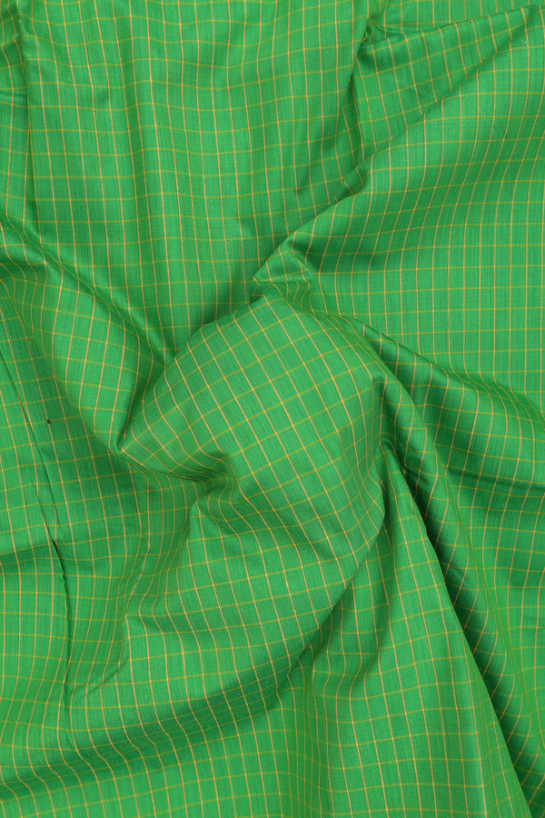 Apoorva Cotton Saree In Parrot Green With Checks Design