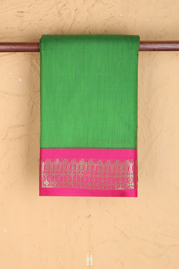 Apoorva Cotton Saree In Parrot Green With Contrast Border