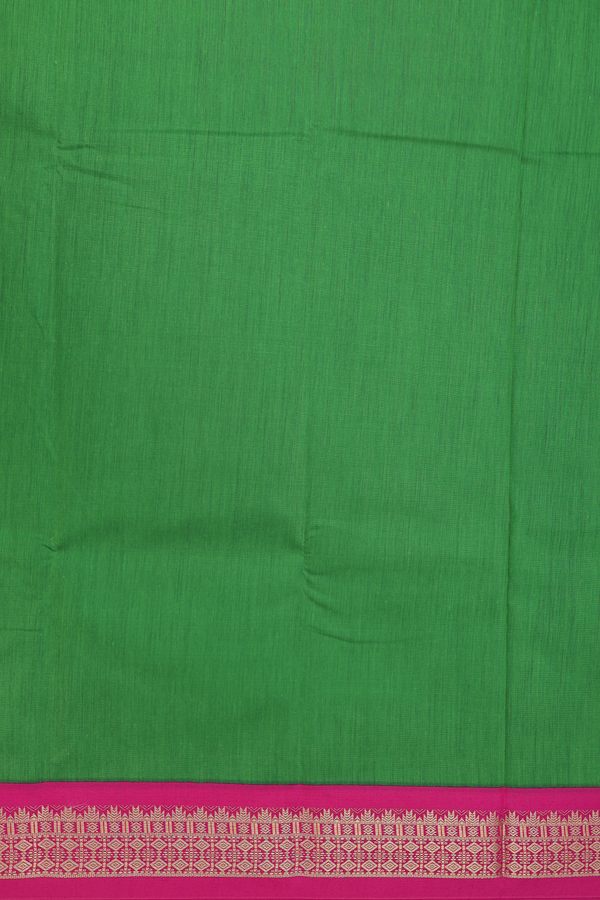 Apoorva Cotton Saree In Parrot Green With Contrast Border