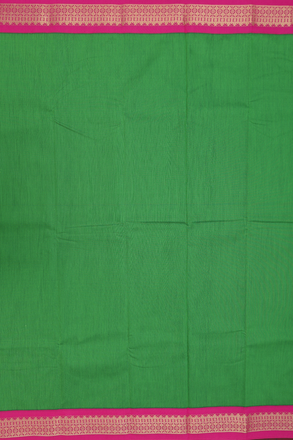 Apoorva Cotton Saree In Parrot Green With Contrast Border
