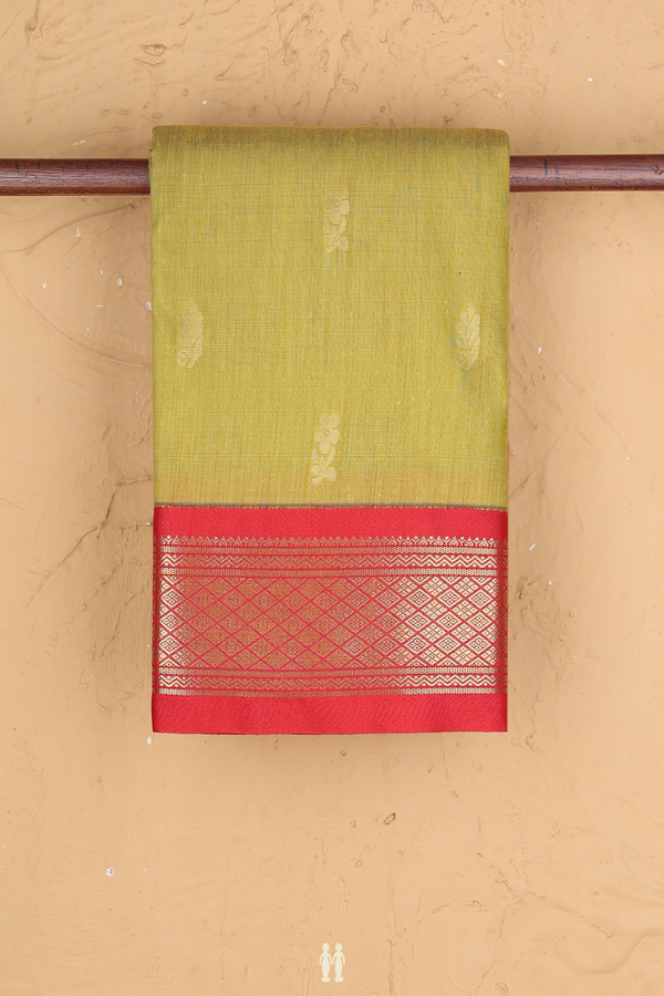 Apoorva Cotton Saree In Pear Green With Floral Buttas