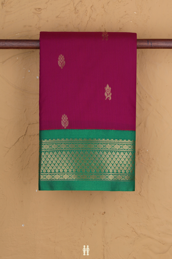 Apoorva Cotton Saree In Plum Purple With Floral Buttas