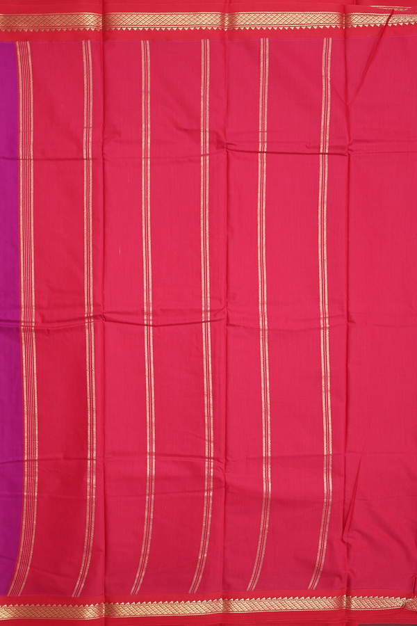 Apoorva Cotton Saree In Purple Rose With Contrast Border