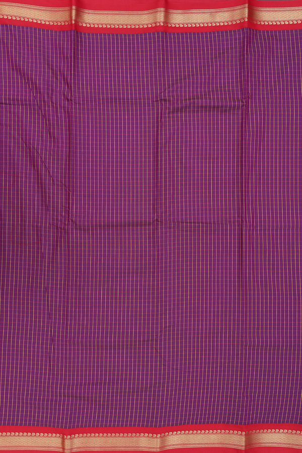 Apoorva Cotton Saree In Purple With Checks Design