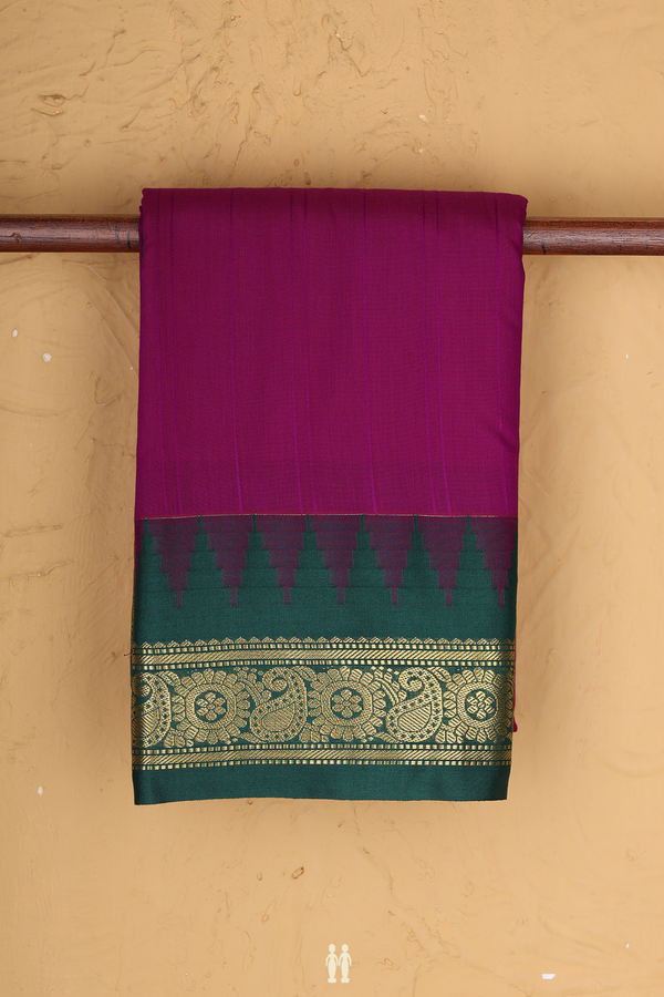 Apoorva Cotton Saree In Purple With Self Stripes Design