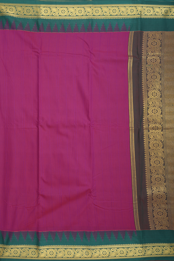 Apoorva Cotton Saree In Purple With Self Stripes Design