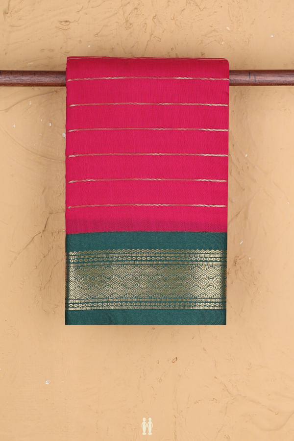 Apoorva Cotton Saree In Rani Pink With Stripes Design