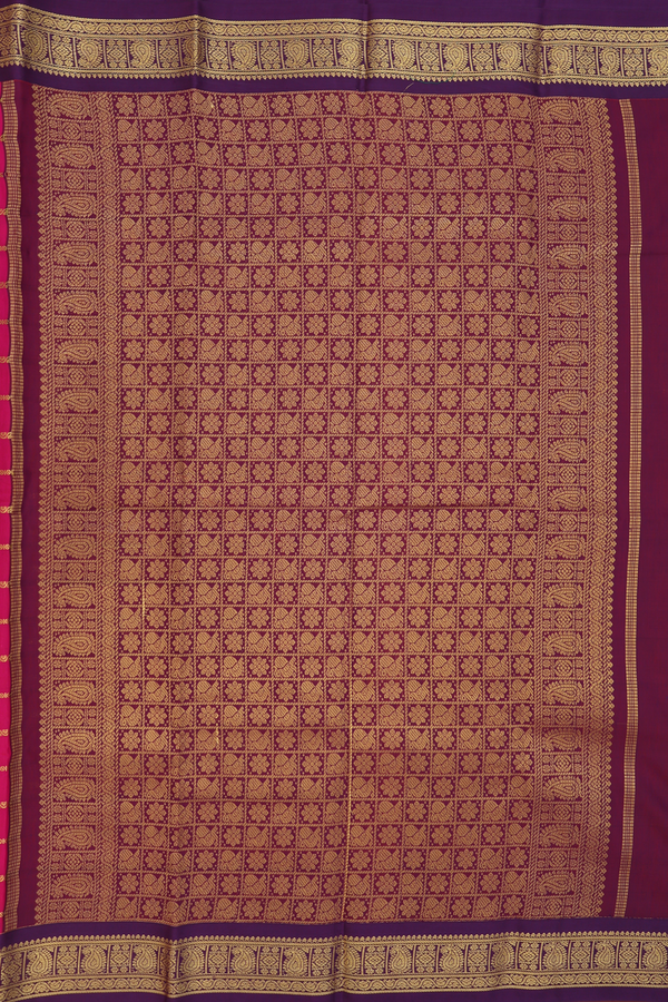Apoorva Cotton Saree In Rani Pink With Stripes Design