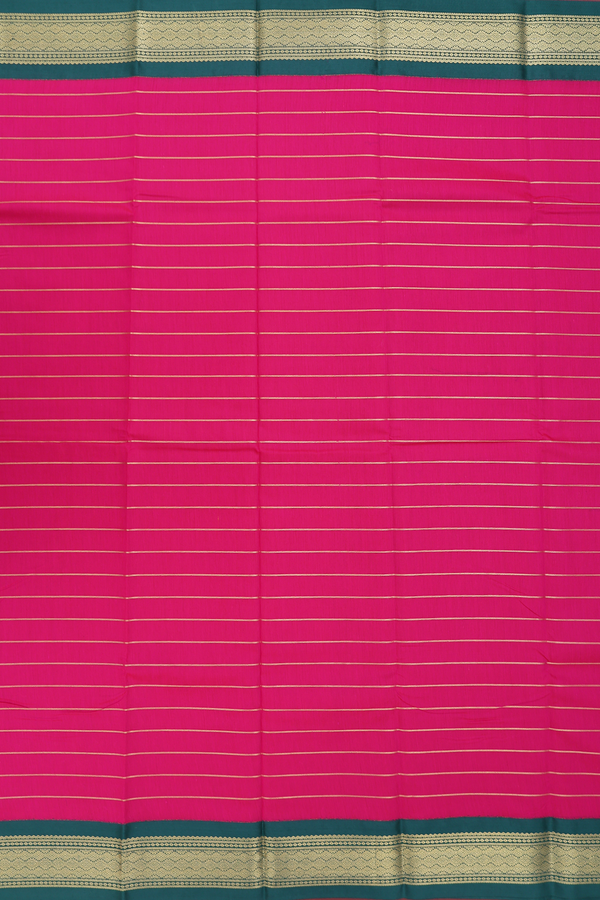 Apoorva Cotton Saree In Rani Pink With Stripes Design