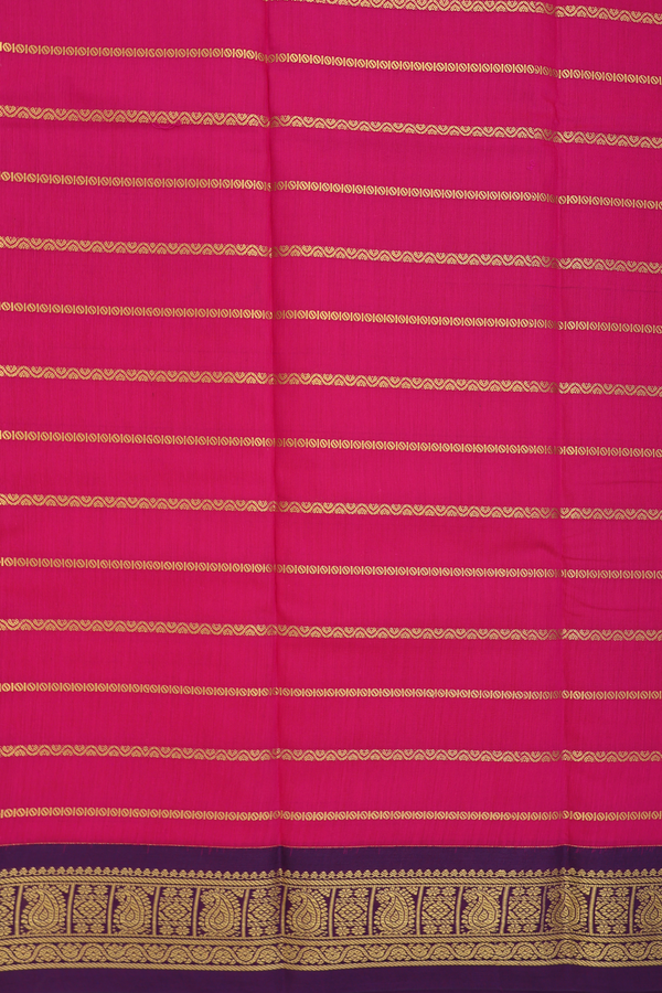 Apoorva Cotton Saree In Rani Pink With Stripes Design